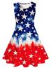 Venta Caliente Transfronteriza Casual Holgado Estrellas de Amor Americanas Impresión Digital 3D Dulces Niñas Sin Mangas Vestido de Princesa