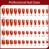 Caixa com Conjunto de Adesivos para Unhas Coloridos Sólidos de Média e Curta Duração, Franceses Foscos com Glitter, Pontas de Unha de Alta Qualidade Desgastáveis