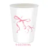 Juego de Vajilla Desechable para Fiesta de Cumpleaños de Moño Rosa y Blanco, Platos de Papel Desechables, Vasos de Papel, Cuchillos, Tenedores y Cucharas, Suministros de Decoración Temática