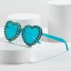 2022 Primavera Novos Óculos de Sol Europeus e Americanos Personalidade Amor Óculos cravejados de diamantes Moda All-match Óculos de Sol Coração de Pêssego para Mulheres