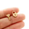 Accesorios Europeos y Americanos para Amazon Acero Inoxidable Calado Patrón de Dibujos Animados Girasol Manzana Corazón Candado Aretes Clavos para Orejas