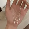 Collar de Plata Quebrada con Perla Única Estilo Coreano, Femenino, Estilo Lujo Ligero, Diseño de Nicho de Gama Alta, Cadena Geométrica para Clavícula