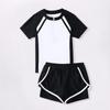 Traje de baño para niña de dos piezas estilo deportivo de ángulo plano conservador para niñas pequeñas, medianas y grandes, ropa de baño casual