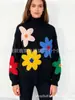 Amazon Aliexpress 2026 Novo Suéter Colorido Pequeno Floral Estilo Europeu e Americano para Mulheres com Bordado Pesado Tricô Pulôver para Mulheres