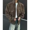 Chaqueta retro americana de cuero PU tie-dye para hombre, estilo otoño, ropa de trabajo fresca y elegante, chaqueta tipo béisbol con cuello alto