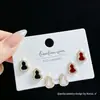 SLBABY exquisitos aretes pequeños con incrustaciones de diamantes, tres pares, aguja de plata s925, elegantes, simples, aretes múltiples