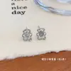 Colección de Pendientes de Pin Recto de Gato Kt con Microincrustaciones de Circonita de Cobre de Dibujos Animados para Mujer, Pendientes Lindos Dulces Geniales de Aguja de Plata para Estudiantes