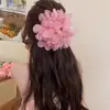 Pinza para el Cabello de Chifón Ahumado con Flores de Estilo Nuevo de Verano para Mujer, Pinza de Tiburón de Gama Alta para la Parte Posterior de la Cabeza, Elegante Accesorio para el Cabello