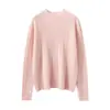 Nueva camiseta base de punto 100% cachemira pura para otoño e invierno, suéter de color liso a la moda, estilo casual simple y elegante para mujer