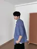 Camisa de manga corta a cuadros azules, estilo americano, retro, holgada, informal, combinable, para hombre y mujer, verano 2024