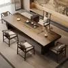 Estética Familiar Song Sala de Estar Luohan Cama Mesa de Chá Cadeira Combinação Escritório Doméstico de Alta Qualidade Mesa de Chá de Madeira Maciça Mesa Integrada para Preparo de Chá