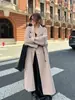 Abrigo de lana de estilo coreano holgado tipo perezoso de pierna ancha talla grande tipo holgado abrigo de lana y alpaca de doble cara