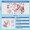 Decoraciones navideñas rosadas de Papá Noel gato globo de aire caliente guirnalda pegatina electrostática para puerta de cristal ventana de armario ambiente