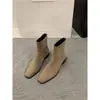 Botines Coreanos de Gamuza con Tacón Grueso para Mujer 2025 Nuevos Botines de Forro Polar Otoño e Invierno Botines Marrones Ajustados Cortos