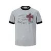 Estilo Urbano Americano Transfronterizo Medio Sexy Color Block de Verano Diseño Gráfico de Letras Sentido de Diseño Hombres Ajustado Moderno Marca Manga Corta