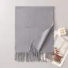 Cachecol de lã liso personalizado com franjas, estilo coreano, versátil e elegante, perfeito para mães, modelo longo para outono e inverno