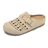 Sandalias Medias Birkenstock de Cuero Genuino Retro para Mujer 2026 Nuevo Estilo Otoño para Mujeres Embarazadas Sandalias Cerradas de Ponerse para Exteriores Persona Perezosa