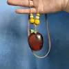 Collar Trenzado de Cuerda con Perlas de Piedra Natural para Mujer, Cadena para Clavícula de Piedra Ojo de Tigre Estilo Chino Nuevo Vintage, Accesorio Largo Colgante para el Cuello con Manchas