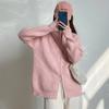 Cárdigan de Punto de Color Sólido con Solapa y Cremallera Doble, Manga Raglán, para Uso Externo, Nuevo de Primavera y Otoño, Suéter Holgado Apilado, Chaqueta Suéter