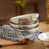 Cerámica de Color Bajo Vidriado Jingdezhen Vajilla Bol de Color Hogareño Retro Bol de Cerámica Chino Bol para Arroz Bol para Fideos Bol para Sopa Bol para Postre