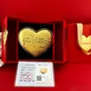 Bolo Shuibei Coração Dourado 520 Dia dos Namorados Bolo de Ouro Puro 999 520Mg Formato de Coração Ornamento Criativo Presente