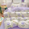 Funda de edredón de cuatro piezas, pequeña, fresca, engrosada, cepillada, para dormir sin ropa, grado de amabilidad con la piel, universal para las cuatro estaciones, dormitorio estudiantil