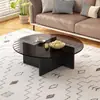 Mesa de Centro Moderna Simple de Vidrio Templado Sala de Estar Apartamento Pequeño Redonda Cuadrada Multicolor Balcón Mesa Pequeña de Café Habitación de Alquiler Mesa Pequeña de Café
