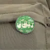 Broche Divertido de Patos con Terciopelo Verde Esmeralda Insignia de Metal Accesorio para Ropa Pin de Solapa Patrón Geométrico Redondo de Paisaje Venta al por Mayor de Fábrica