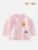 Suéter redondo de jacquard de dibujos animados para otoño e invierno para niños y niñas, top cálido de manga larga estilo coreano, chaqueta de punto para niños pequeños