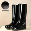 Nuevas Botas de Lluvia Cuatro Estaciones para Mujer de Caña Alta Moda para Exteriores Impermeables Antideslizantes Resistentes al Desgaste Suela Suave Ligeras Zapatos de Agua para Adultos Botas de Goma