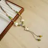 Collar Largo de Cuerda Trenzada con Cuentas de Cerámica Bohemia Coloridas y Estrella de Mar para Mujer, Estilo Étnico Retro