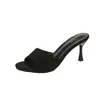 Novedad de Verano Estilo Transfronterizo Zapatillas de Tacón Alto para Mujer 2026 Talla Grande Tacón Fino Gamuza Estilo Europeo y Americano Sandalias sin Cierre Venta al por Mayor