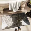 Alfombra de Piso de Barro Diatomeas con Diseño Sencillo de Gato para Baño, Absorción de Agua, Secado Rápido, Antideslizante, Felpudo para Entrada de Inodoro, Alfombra Fácil de Limpiar