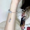 Ins pulsera de cristal de aguamarina estilo coreano de 6 mm con un solo anillo para mujer, pulsera con borla para codo que conserva el color, joyería al por mayor