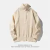 Suéter Cardigan Japonês Gola Alta Estilo Preguiçoso, Novo Modelo Outono e Inverno, Tricô de Cor Sólida High-End, Jaqueta Solta com Gola Alta