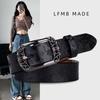 Fuente en stock Cinturón de cuero para mujer Cuero genuino Combinación total Moda Ins Trendy Decorativo Hebilla de pin para mujer con jeans Cinturón ancho