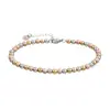 Joia de aço inoxidável metalizada com contas de areia dourada e cores misturadas, pulseira bicolor, não desbota, senso de alto padrão, pulseira de nicho para mulheres