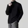 Ropa interior térmica para hombre hecha de tela DeRong, casual y moderna, camiseta base de forro polar por ambos lados, camiseta de manga larga con cuello semialto para otoño e invierno para hombre