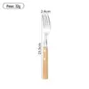 Conjunto de Talheres com Cabo de Madeira - Colher e Garfo em Aço Inoxidável 304 para Uso Doméstico e em Hotéis, Faca de Bife, Garfo e Colher Estilo Ocidental com Cabo