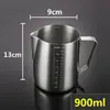 Jarra para Latte Art de Café em Aço Inoxidável com Bico Pontiagudo, Jarra Espessada para Espumar Leite com Escala, Adequada para Uso Doméstico e Comercial