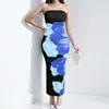 2026 Moda Femenina Europea y Americana Transfronteriza Verano Nuevo Estilo Sexy Vestido Bodycon Estampado sin Tirantes con Abertura