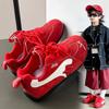 Zapatos de Niña 2025 Otoño Nuevos Zapatos Deportivos para Niños Zapatillas de Corte Bajo Suela Blanda Rojo Medianos y Grandes Zapatos de Entrenamiento Moral para Niños Niños