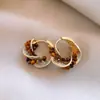 Pendientes de Mariposa con Imitación de Piedra Ojo de Tigre y Circonita de Aguja Plateada, Pendientes de Lujo Ligero de Gama Alta, Accesorios de Oreja Versátiles y de Moda con un Diseño Único