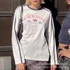 Moda Tendencia Elegante Versátil Color Contrastante Manga Larga Patrón Inglés Sudadera Manga Larga Exportación Europea y Americana 2024