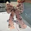 Horquilla de lazo con lazo, estilo coreano, floral, nueva moda, con diamantes de imitación, cinta de amor para la parte posterior de la cabeza, elegantes accesorios para el cabello, horquilla.