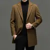 Abrigo de lana de doble cara para hombre de otoño e invierno, de longitud media, cuello de solapa, de un solo botón, abrigo de lana business casual, gabardina