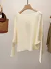 Suéter de Punto Plisado Irregular Estilo Coreano para Mujer, Temporada Primavera 2026, Corte Holgado, Adelgazante, Moderna Blusa de Manga Larga