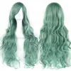 Peluca Cosplay Anime Peluca para Fiesta de Disfraces de Halloween Cabello Largo Rizado 80cm Cabello Rizado Flequillo Lateral Peluca