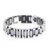 Fuente de comercio electrónico transfronterizo Pulsera de acero inoxidable para hombre europea y americana CNC con incrustaciones de diamantes Oro Tuhao pulsera de acero titanio para hombre