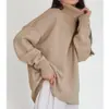 Suéter de Cuello Alto de Color Sólido para Comercio Exterior Transfronterizo 2026 Suéter de Punto Holgado Otoño e Invierno Europeo y Americano Versátil Clásico Nuevo Suéter para Mujer